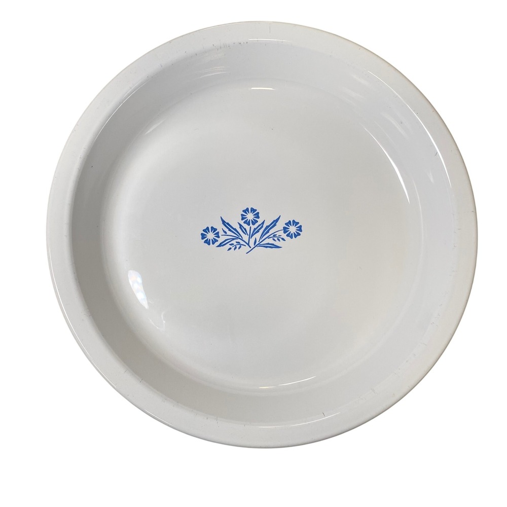 Corning Ware Blue Cornflower Pie Plate P-309 9x1 1/4 Inch Vintage White Bakeware